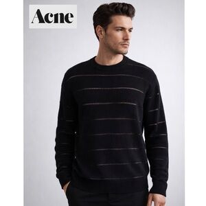Acne Studios Hampus AW09 Lambswool Perforated Knit Crew Neck Sweater Black M